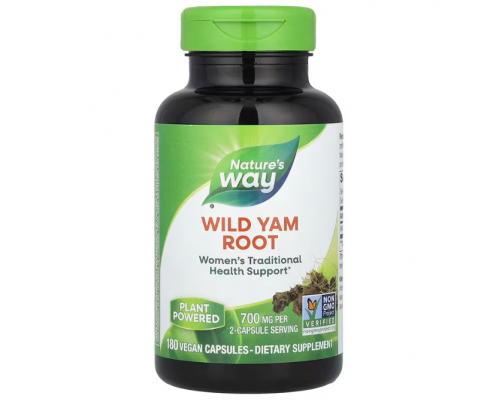 Дикий ямс, Wild Yam, Nature's Way, корень, 700 мг, 180 веганских капсул (350 мг в капсуле)