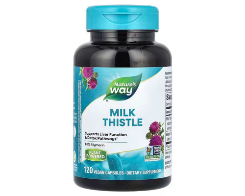 Расторопша пятнистая, Milk Thistle, Nature's Way, 120 веганских капсул