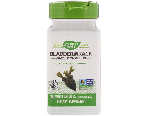 Ламинария, йод, Bladderwrack, Nature's Way, 580 мг, 100 веганских капсул