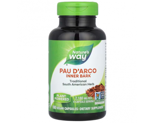 По д'арко, Pau d'Arco, Nature's Way, внутренняя кора, 2180 мг, 180 вегетарианских капсул (545 мг в капсуле)