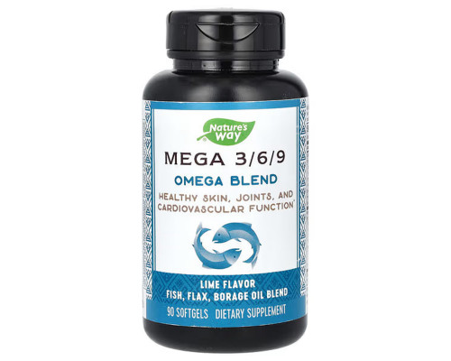 Смесь омега 3 6 9, Omega Blend, Nature's Way, лайм, 90 капсул