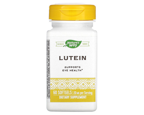 Лютеин, Lutein, Nature's Way, 20 мг, 60 гелевых капсул