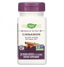 Экстракт корицы, Cinnamon, Nature's Way, стандартизированный, 60 веганских капсул