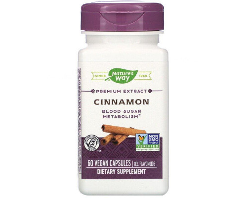 Экстракт корицы, Cinnamon, Nature's Way, стандартизированный, 60 веганских капсул