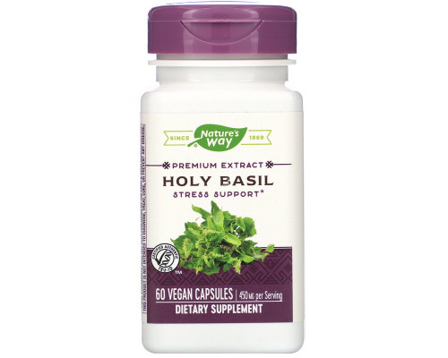 Базилик священный, Holy Basil, Nature's Way, стандартизированный, 450 мг, веганских 60 капсул