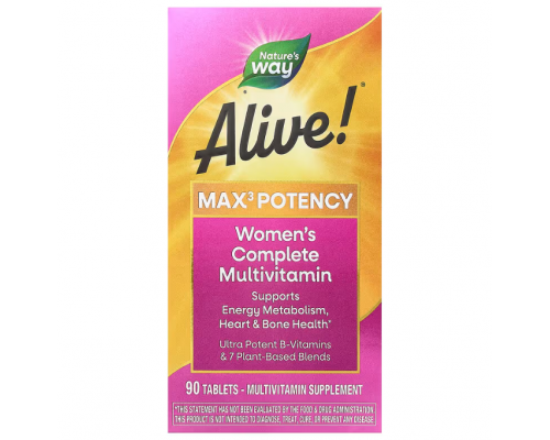 Витамины для женщин, Alive, Women's Complete Multivitamin, Nature's Way, полный мультивитаминный комплекс, 90 таблеток