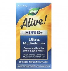 Витамины для мужчин 50+, Alive! Men's 50+ Ultra Potency, Nature's Way, 60 таблеток.