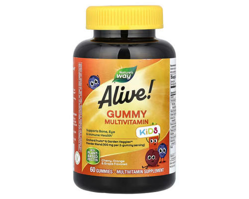 Мультивитамины для детей, Multi-Vitamin for Children, Nature's Way, Alive!, 60 жевательных конфет