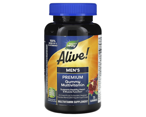 Витамины для мужчин, Alive! Men's Gummy Vitamins, Nature's Way, 75 жевательных таблеток