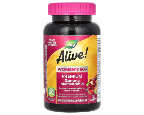 Мультивитамины для женщин Alive! Women's 50+, Nature's Way, вишня и виноград, 75 жевательных конфет