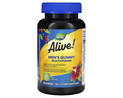 Витамины для мужчин, Men's Gummy Vitamins, Nature's Way, Alive! фрукты, 60 жевательных конфет