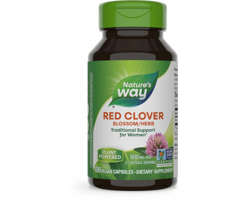 Красный клевер, Red Clover, Nature's Way, трава и цветы, 800 мг, 100 веганских капсул (400 мг в капсуле)