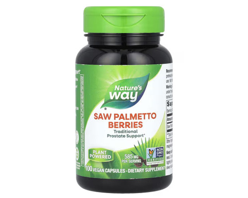 Со Пальметто, Saw Palmetto, Nature's Way, ягоды, 585 мг, 100 вегетарианских капсул