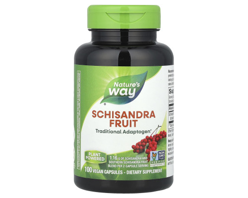 Лимонник китайский, Schizandra, Nature's Way, плоды, 100 веганских капсул (0,58 г на капсулу)