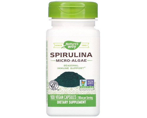 Спирулина, Spirulina, Nature's Way, микроводоросли, 760 мг, 100 веганских капсул