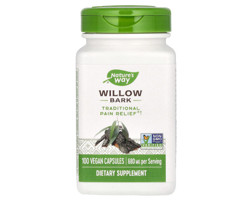 Ива, кора, Willow Bark, Nature's Way, 680 мг, 100 веганских капсул (340 мг на капсулу)