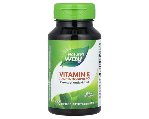 Витамин Е, Vitamin E, Nature's Way, 268 мг, 100 гелевых капсул