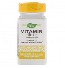 Тиамин, Vitamin B-1, Nature's Way, 100 мг, 100 капсул