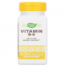 Вітамін В6, Vitamin B-6, Nature's Way, 50 мг, 100 капсул
