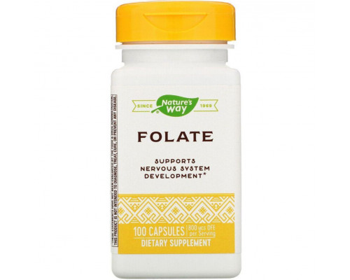 Фолиевая кислота, Folate, Nature's Way, 800 мкг, 100 капсул