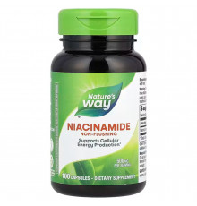 Витамин В3, Niacinamide, Nature's Way, 500 мг, не вызывает покраснения, 100 веганских капсул