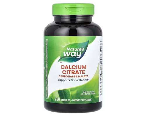 Цитрат кальция, Calcium Citrate, Nature's Way, 500 мг, 250 капсул (250 мг на капсулу)