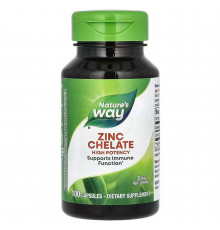 Хелат цинка, Zinc Chelate, Nature's Way, 30 мг, 100 капсул