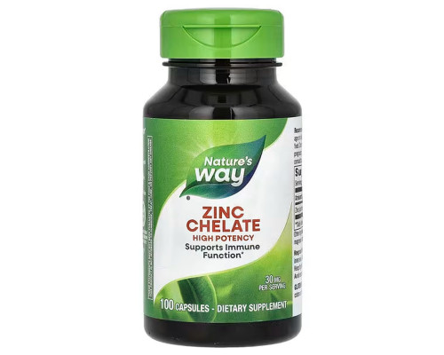 Хелат цинка, Zinc Chelate, Nature's Way, 30 мг, 100 капсул