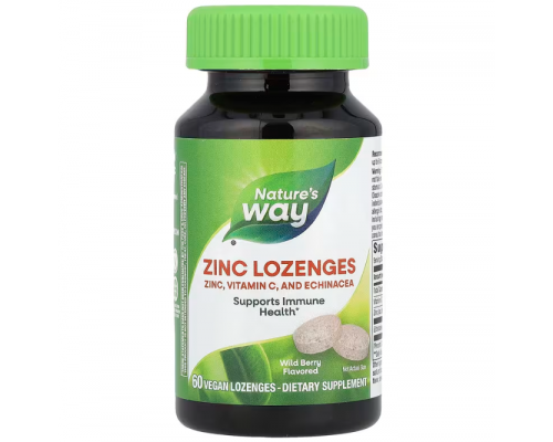 Глюконат цинка, Zinc Lozenges, Nature's Way, ягодный вкус, 60 пастилок