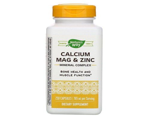 Кальций Магний Цинк, Calcium, Mag & Zinc, Nature's Way, 765 мг, 250 капсул