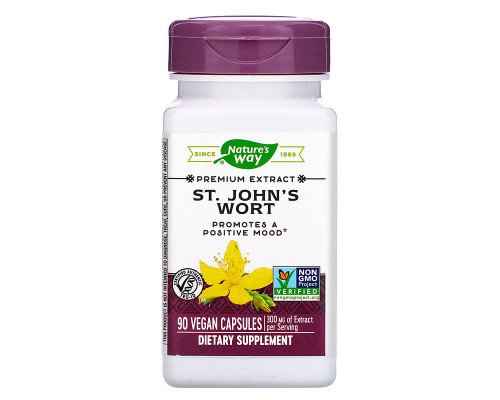 Зверобой, St. John's Wort, Nature's Way, стандартизированный, 300 мг, 90 капсул