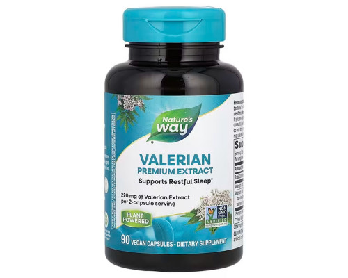 Валериана, Valerian, Nature's Way, премиум экстракт, 220 мг, 90 веганских капсул (110 мг в капсуле)