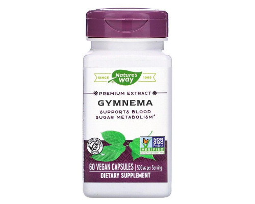 Джимнема стандартизованная, Gymnema, Nature's Way, 500 мг, 60 веганских капсул