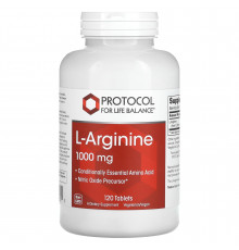L-аргинин, L-Arginine, Protocol for Life Balance, 1000 мг, 120 веганских таблеток