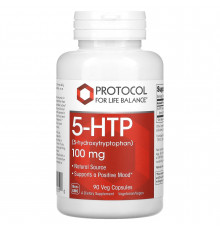 5-HTP (5-Гидрокситриптофан), 5-HTP, Protocol for Life Balance, 100 мг, 90 растительных  капсул
