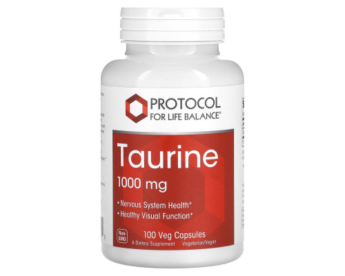 Таурин, Taurine, Protocol for Life Balance, 1000 мг, 100 веганских капсул
