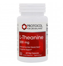 L-теанін, L-Theanine, Protocol for Life Balance, 200 мг, 60 капсул