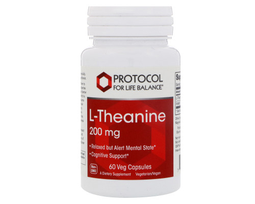 L-теанін, L-Theanine, Protocol for Life Balance, 200 мг, 60 капсул