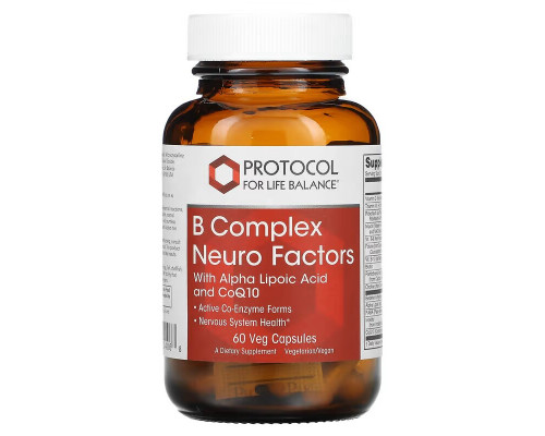 Комплекс витаминов группы В, B Complex Neuro Factors, Protocol for Life Balance, 60 вегетарианских капсул
