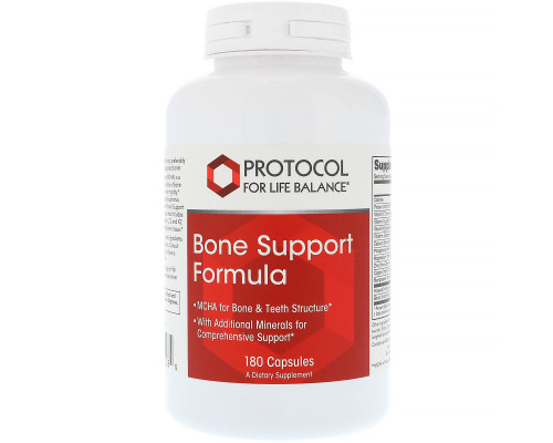 Поддержка костей, Bone Support Formula, Protocol for Life Balance, комплексная формула с MCHA, 180 капсул