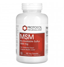 Метилсульфонилметан (МСМ), MSM, Protocol for Life Balance, 1000 мг, 180 веганских капсул