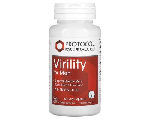 Репродуктивное здоровье мужчин, Virility For Men, Protocol for Life Balance, 60 веганских капсул
