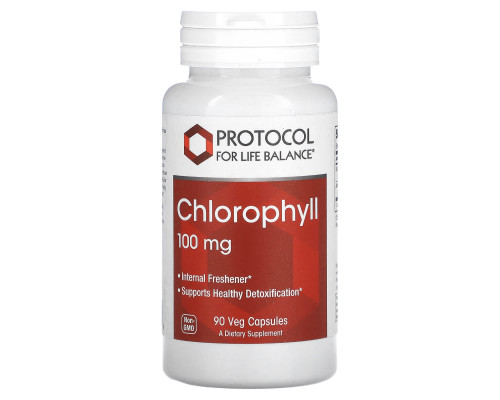 Хлорофилл, Chlorophyll, Protocol for Life Balance, 100 мг, 90 вегетарианских капсул