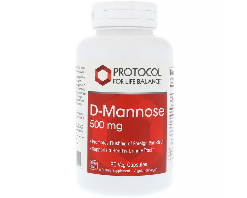 D-Манноза, D-Mannose, Protocol for Life Balance, 500 мг, 90 вегетарианских капсул