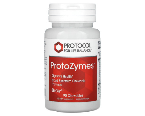 Пищеварительные ферменты широкого спектра, ProtoZymes, Protocol for Life Balance, 90 жевательных таблеток