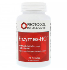 Ферменты бетаин гидрохлорида, Enzymes-HCI, Protocol for Life Balance, 120 капсул