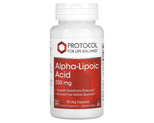 Альфа-ліпоєва кислота, Alpha-Lipoic Acid, Protocol for Life Balance, 250 мг, 90 веганських капсул