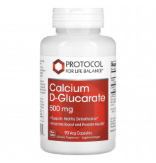Кальций D-глюкарат, Calcium D-Glucarate, Protocol for Life Balance, 500 мг, 90 вегетарианских капсул