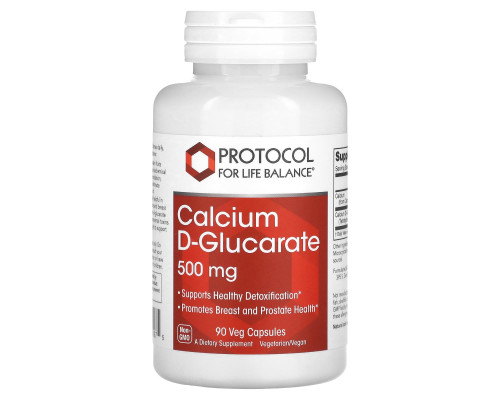 Кальций D-глюкарат, Calcium D-Glucarate, Protocol for Life Balance, 500 мг, 90 вегетарианских капсул