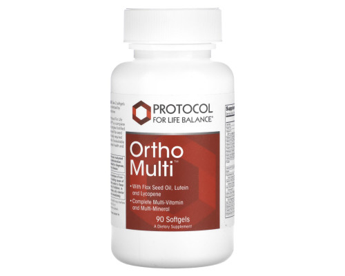Мультивитамины и мультиминералы, Ortho Multi, Protocol for Life Balance, полный комплекс, 90 гелевых капсул